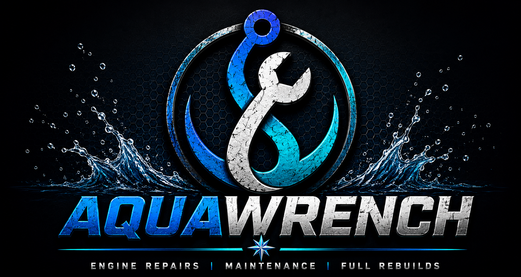 Aqua Wrench Mobile Marine Repair logo — engine repairs, maintenance, full rebuilds