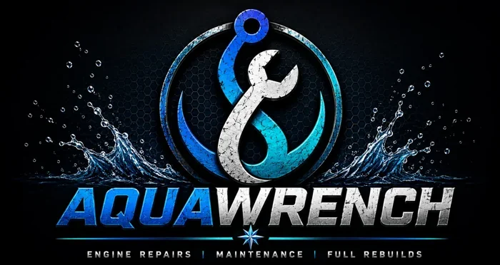 Aqua Wrench Mobile Marine Repair logo — engine repairs, maintenance, full rebuilds